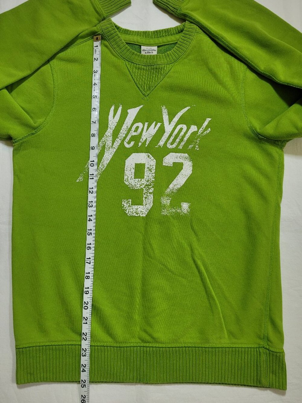 Abercrombie & Fitch Lime Green New York 92 Graphic Sweatshirt Medium Streetwear - Picture 7 of 9